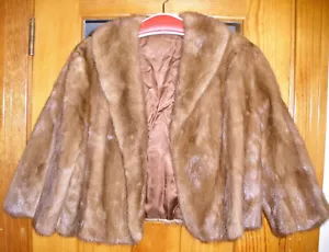 60er Jahre honigbraune Nerz Kurzjacke mit 3/4 Ärmeln - Größe M - Bild 1 von 8
