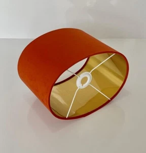 new luxury velvet oval shape lamp shade pendant light shade golden lining Orange - Picture 1 of 4