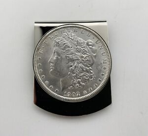 1902 Morgan Silver Dollar Money Clip - Coin Jewelry-Authentic Historic Accessory