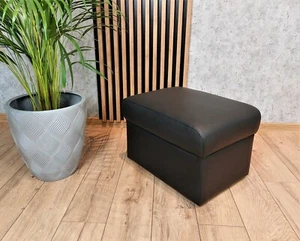 Schwarzes Echtleder Hocker 60x45x40 cm Sitzhocker Leder Puff Sitzwürfel Würfel - Bild 1 von 7