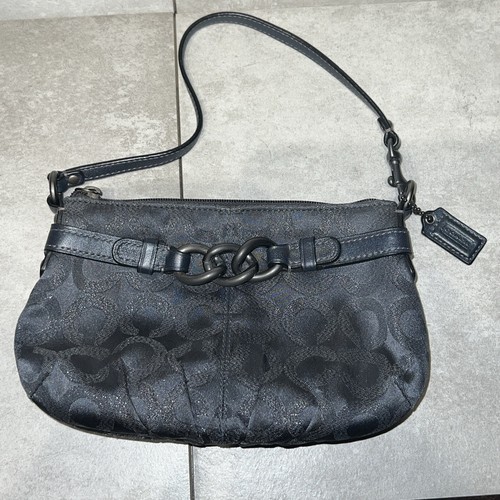 Coach Grigio Nero Firmato OP Art Jacquard Braccialetto 43105 Catena Brooke Fob✅