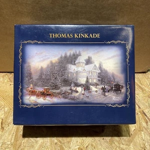 Thomas Kinkade Light Up The Season Glass Ornament Set Luminary Illuminated COA - Picture 1 of 14