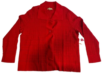 Jones New York Women's Red Collared V Neck Button Down Sweater Size 3X NWT - Image 1 of 4