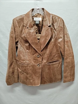 Blazer Bradley Bayou Mujer Mediano Marrón Cocodrilo Cuero Repujado Abrigo Chaqueta Foto 1 de 4