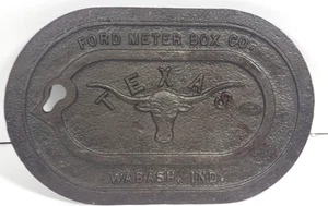 Texas Longhorn Steer Meter Box Ford Meter Box Co. Water Dept. Cover - Picture 1 of 7