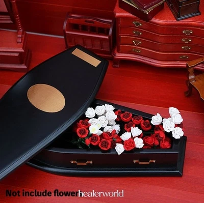 Miniatures 1:12 Scale Luxury Coffin Casket Dollhouse Accessories Vintage Bar - Image 1 of 4