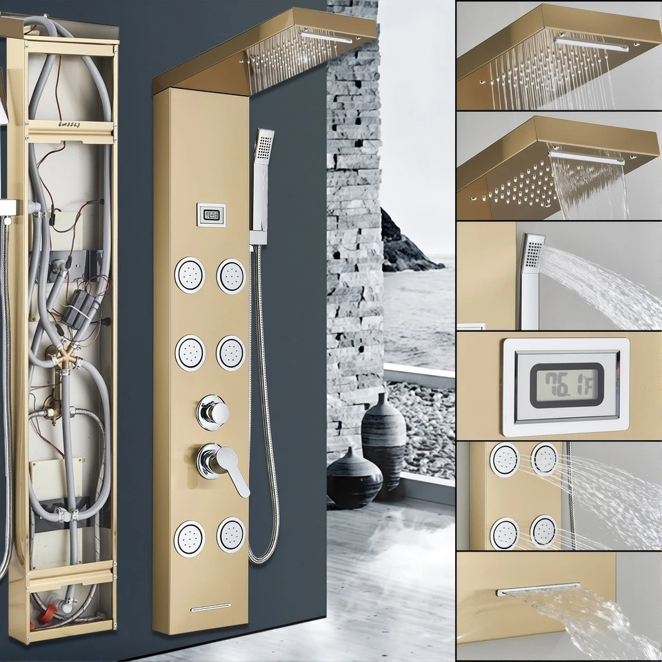 Душевая панель ELLO&ALLO из нержавеющей стали вертикальная система массажа дождем распылители струи - Изображение 1 из 4