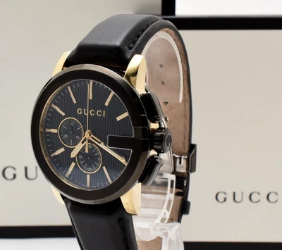 [N MINT /Box, Paper] Gucci G-Chrono 101.2 YA101202 Black Qz Men's Watch JAPAN - Image 1 of 4