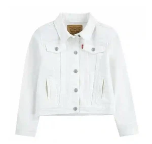 Levis Strauss Youth XL (13-15 years) Denim Jeans Crop Jacket White Long Sleeve - Picture 1 of 12