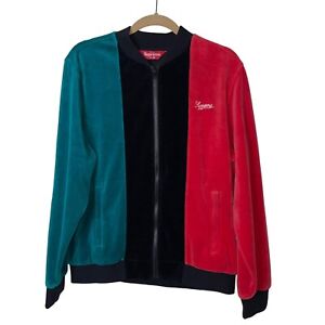 Supreme Mens Track Jacket Size Medium Multicolor Colorblock Velour Zipper Front