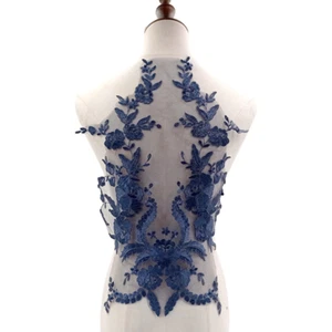 3D Embroidery Lace Applique Patch Floral Trims Wedding Dress Cloth Chest Back - Picture 1 of 28