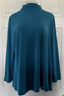 Susan Graver Liquid Knit Stretch Turquoise Tunic Ruched Turtleneck Plus Size 2X