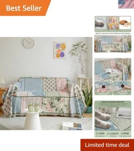Chic Farmhouse Style Reversible Sofa Cover - 71"x118" for 2-3 Seat Protection - Picture 1 of 11