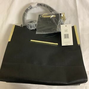 Steve Madden Womens Satchel Black Bdillion Leather Double Handles Handbag