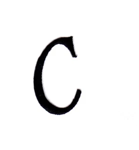MONOGRAM LETTERS - 1 1/4" BLACK MONOGRAM LETTER "C" - Iron On Embroidered - Picture 1 of 1