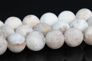 Cuentas sueltas redondas de piedras preciosas blancas mate naturales de 8 mm - Imagen 1 de 4