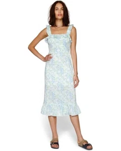 Heartloom Grant Dress Women's XS Sea Glass Floral Smocked Ruffle Cottage JDM1190 - Picture 1 of 8