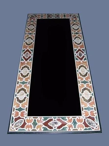 48" x 24" Black Marble Center Dining Table Top Inlay Pietra Dura art Work - Picture 1 of 2