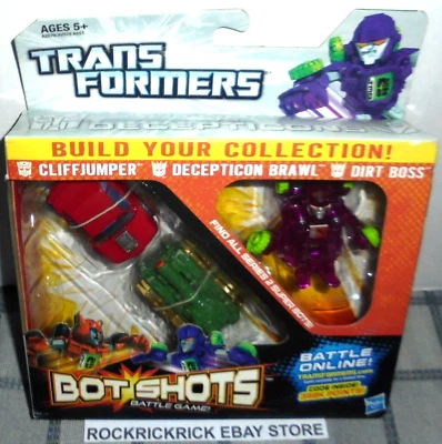 TRANSFORMERS BOT SHOTS BATTLE GAME CLIFF JUMPER, DECEPTION BRAWL & DIRT BOSS NEW - Image 1 of 2
