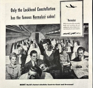 1946 Lockheed Constellation Normalair Cabin Luxury Air Travel Vintage Print Ad - Picture 1 of 7