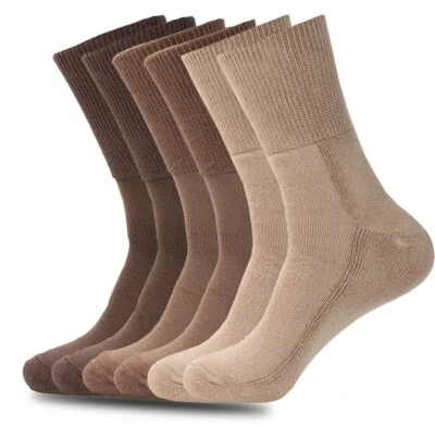 6 Pair Diabetic Crew Socks Non-Binding Neuropathy Organic Cotton Bamboo Blend  - Image 1 of 4