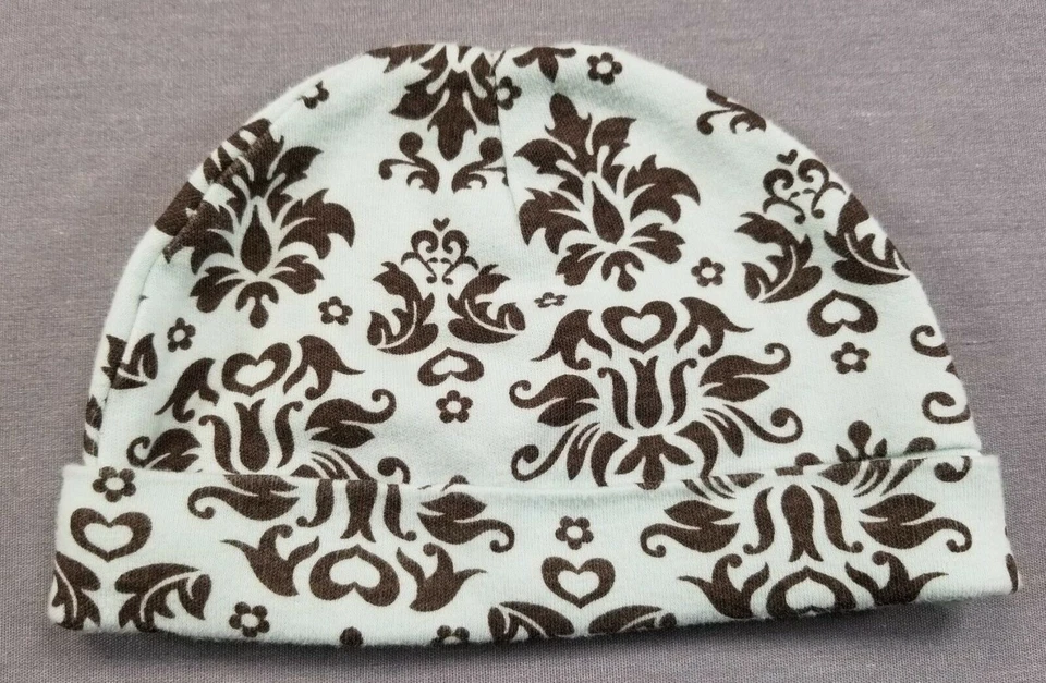 Gorra Calavera Infantil Floral Azul y Marrón Bebé Niña Primeras Impresiones 0-3 Meses Foto 1 de 1