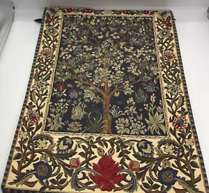 Arazzo da parete fiammingo belga Craye stile Arbre De Vie William Morris 18 x 22,5 - Foto 1 di 12