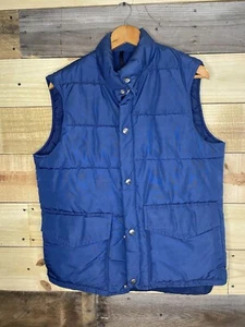 Vintage Woolrich Goose Down Puffer Vest Mens Medium Blue Insulated USA Made 80s - Picture 1 of 8