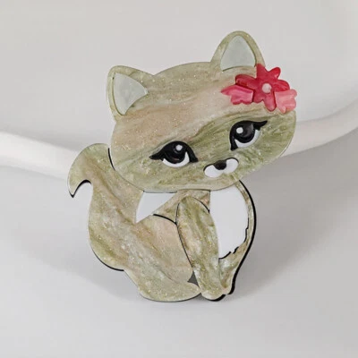 Lindo broche de dibujos animados gato mascota animal ropa acrílico mochila prendedor para mujer regalo Foto 1 de 2