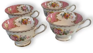 Royal Albert "Lady Carlyle" Juego de 4 tazas/platillos con patas, 2 cremas, 2 azucareros - Imagen 1 de 10