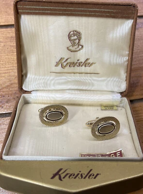 Gemelos Kreisler vintage: EE. UU. 1/20 12K oro relleno joyería grabable en caja Foto 1 de 4