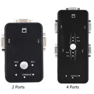 USB 2.0 KVM Switcher 2 / 4 Port VGA Manual Switch Box Video Sharing Adapter - Photo 1/12