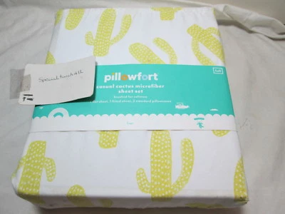 Juego completo de sábanas Pillowfort Casual CACTUS Desert ~ amarillo azufre y blanco NUEVO  Foto 1 de 4