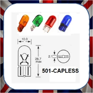 10x AMBER 501 SIDE LIGHT NUMBER PLATE PUSH IN CAR BULB CAPLESS LLB501 12V 5W T10 - Picture 1 of 1