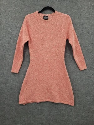 Vestido Suéter Angie Para Mujer Grande Manga Larga Cuello Redondo Hasta la Rodilla Rosa Tejido NUEVO Foto 1 de 4