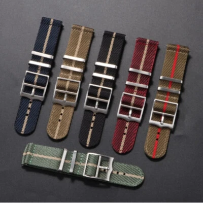 Pulseira de relógio de lona de náilon trançada estilo militar masculino pulseiras de liberação rápida 20/22 mm - Imagem 1 de 4
