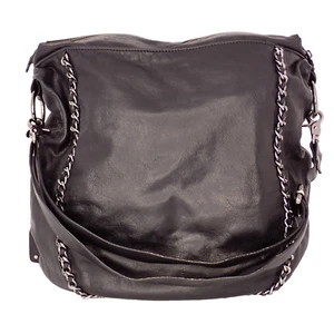 Cartera Abro Bolso de Hombro Negro Cadena Hobo Cuero Italiano Hippie Derecha 14x14x7 - Imagen 1 de 12