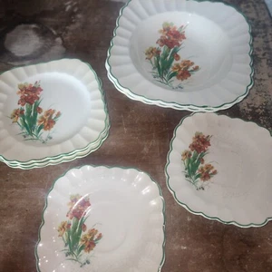 ELFENBEIN PORZELLAN von Sebring geriffelte Schalen Dessertteller Untertassen Auswahl floral - Bild 1 von 17