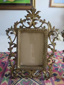 One ANTIQUE BRONZE BRASS PICTURE FRAME Rococo - Picture 1 of 5