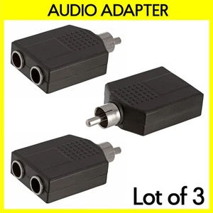 3PCS RCA Plug to 2 x 6.35mm Jack Adapter Mono Audio Splitter Connector Converter - Picture 1 of 3