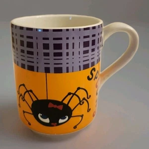 Spooky Spider Halloween Themed Ceramic Coffee Mug. Black, Orange & Purple - Picture 1 of 6