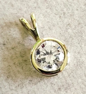 Gold Kette Anhänger Gelbgold 585 mit elegante groß Zirkonia, Neuwertig, Top 💖💖 - Bild 1 von 9