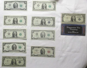 Lot 10 US Notes Bills Uncirculated Star 1935 1953 1957 Silver Certificates $2 $1 - Picture 1 of 16