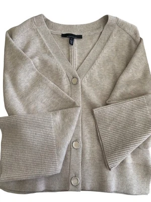 White House Black Market 女式米色针织纽扣开衫毛衣 S 码 — 第 1/4 张图片