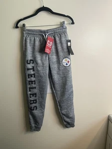 NFL Steelers Gray Logo Jogger Sweatpants Kids Size Large (10-12) NWT - Picture 1 of 7