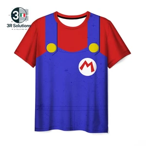 T-shirt Super Mario Bros per ragazzi manica corta cosplay Luigi Verde Rosso - Imagen 1 de 11