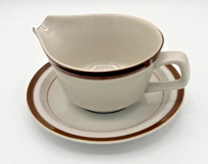 Vintage Brown Monterrey Stoneware Gravy Boat with plate  Japan - Picture 1 of 11