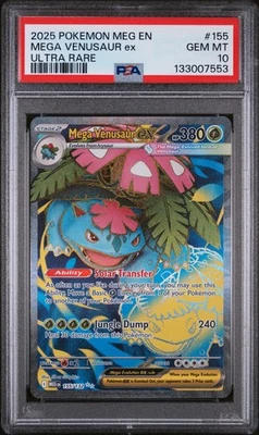 PSA 10 MEGA VENUSAUR EX #155 ULTRA RARE 2025 POKEMON MEGA EVOLUTIONS LOW POP - Image 1 of 2