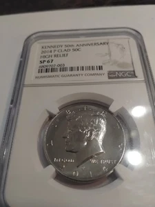 2014-P SP 67 Kennedy  Clad High Relief 50th Ann NGC - Picture 1 of 4