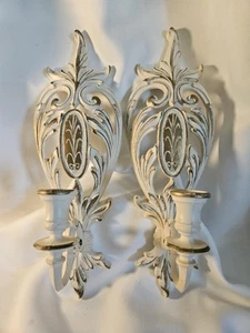 Aplique de vela de pared Syroco 1962 de colección par #4331 Hollywood Regency - Imagen 1 de 9